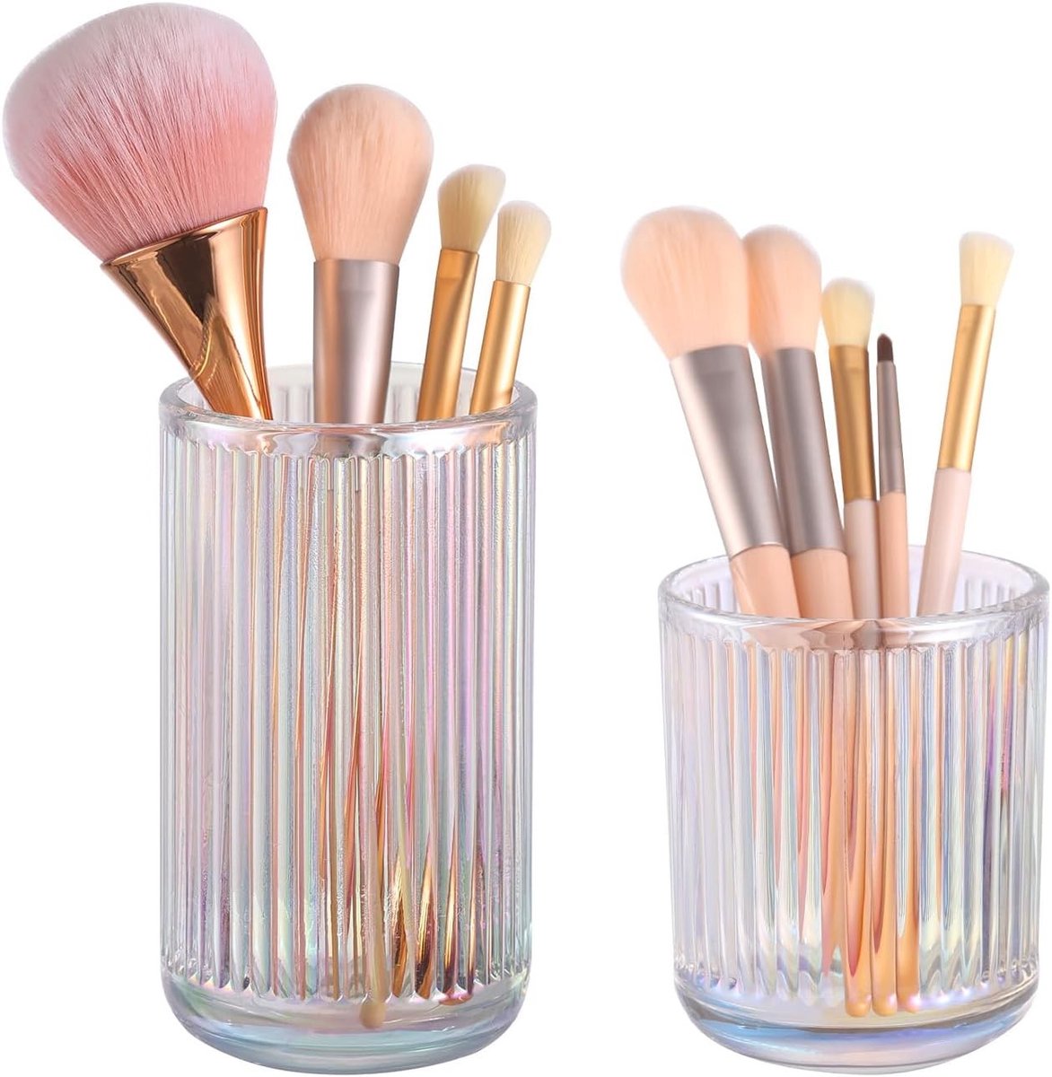 Elegante make-up borstelhouder van kristalglas, vintage organizer voor make-up en bureau, multifunctionele opberghouder voor tandenborstels en pennen
