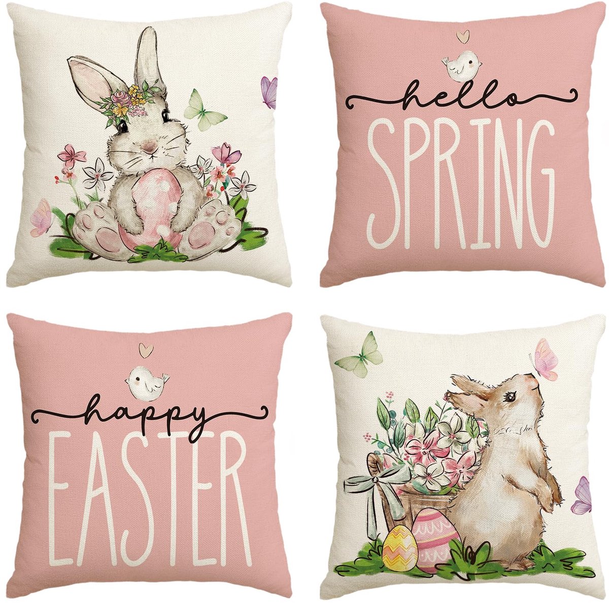 Mode Set van 4 decoratieve kussenslopen voor bank, woonkamer, 40 x 40 cm, 40 x 40 cm
