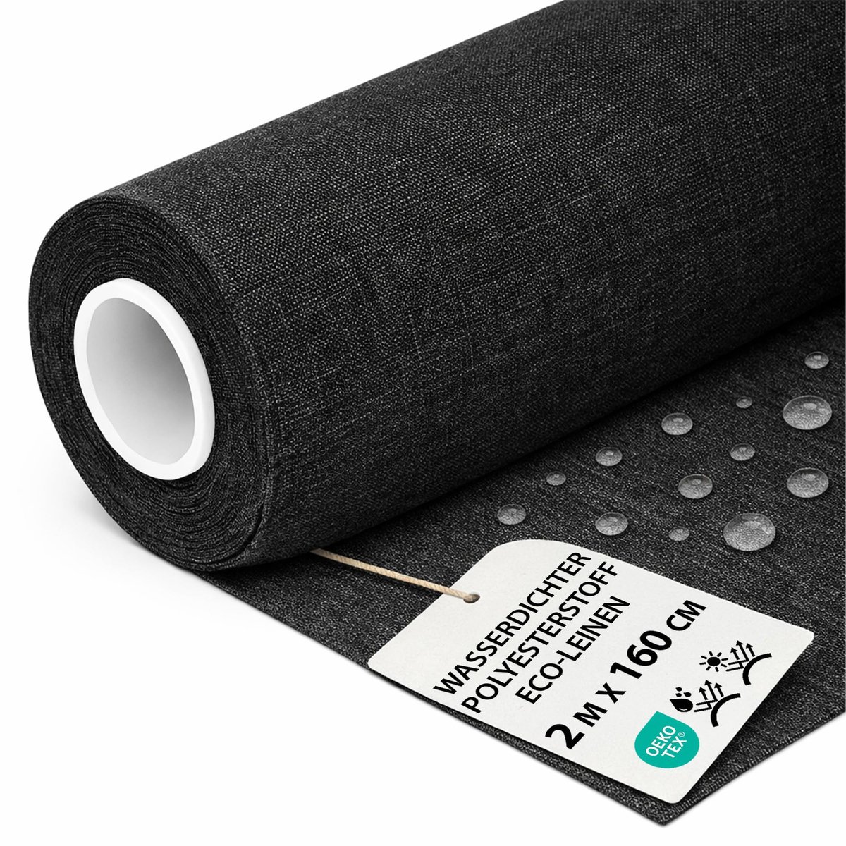 stof per meter 2M x 160 cm - Duurzame buitenstof ideaal voor kussens gordijnen meubelhoezen tuinmeubelen en naaiprojecten Grafiet ecologisch linnen Oeko-Tex-certificaat