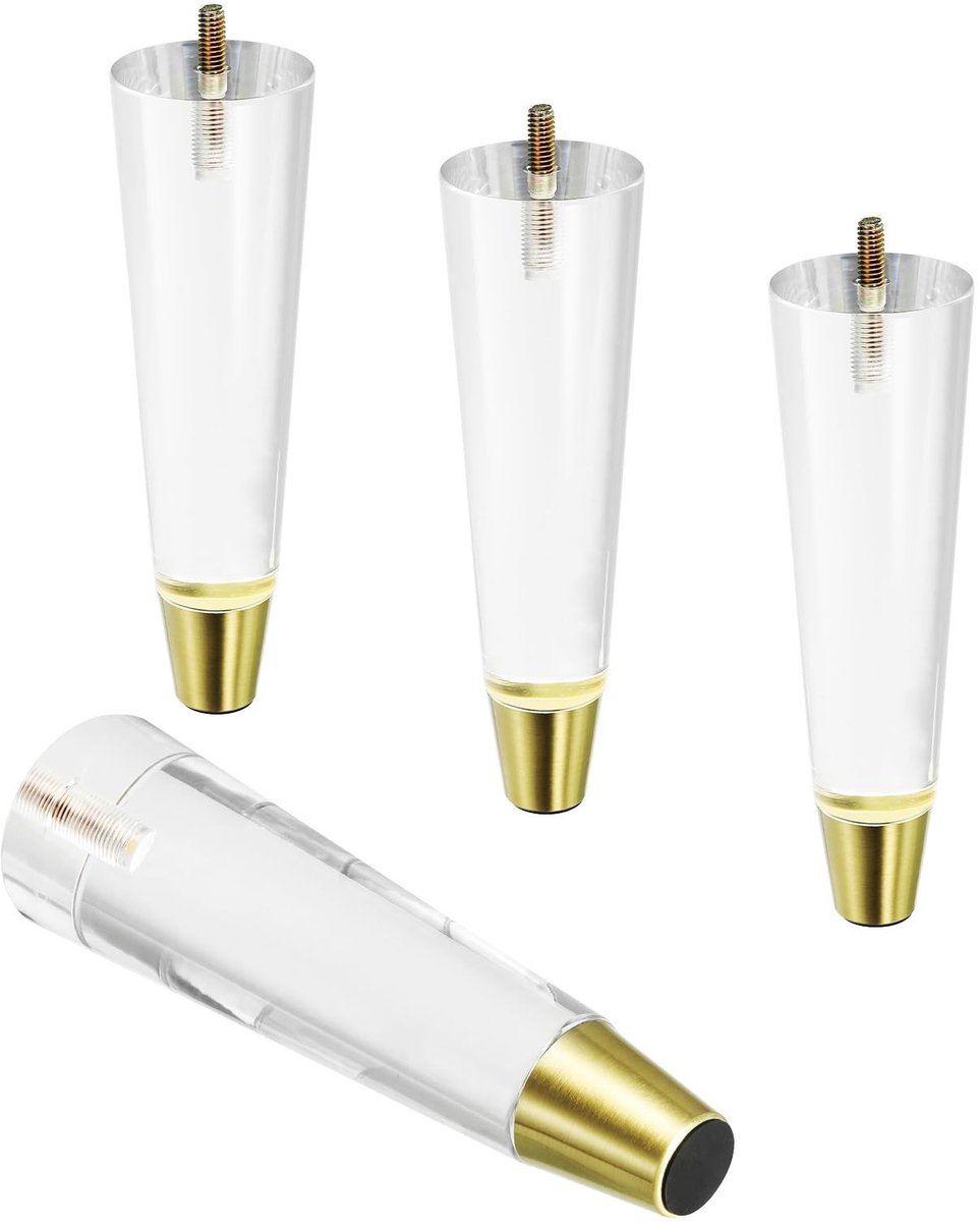 Dailygoods - QUARKZMAN Meubelpoten van acryl, 4 stuks, 200 mm lang, vervangende bank, poten, kast, moderne lichte decoratie, doe-het-zelf, voor bank, tv-stoel, commode