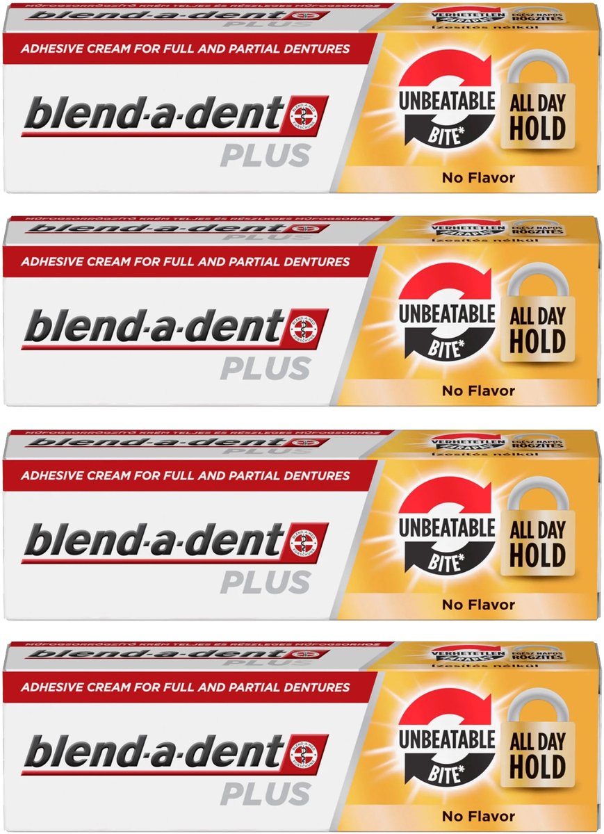 Blend-a-dent Plus Unbeatable - Hechtlijm voor protheses - Sterk, smaakloos, 4-pack