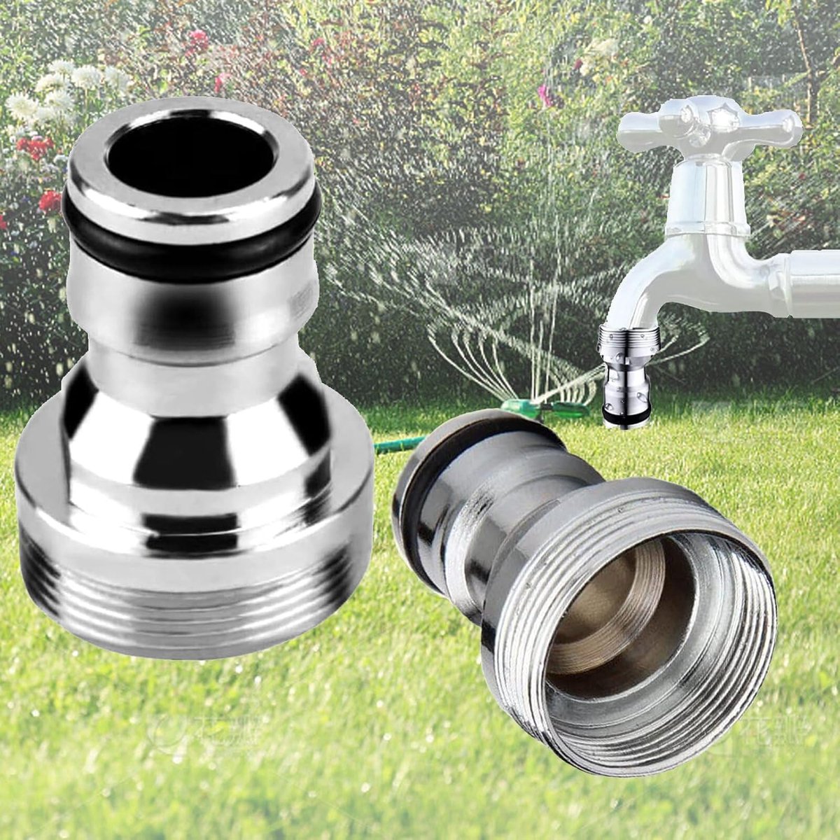 2 Stuks Slangkoppeling Adapter, Tuinslang Kraan Connector Snelkoppelings, Verstelbare Buitendraad Tap Connector, M22 Binnendraad En M24 Buitendraad, voor Huis Tuin Wasmachine Kraan