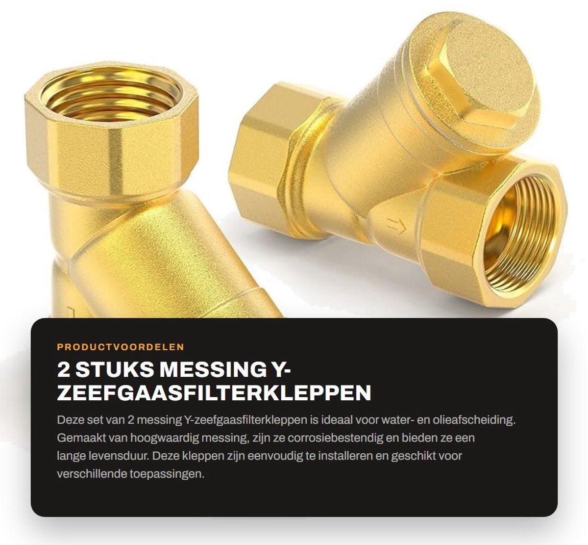 Dailygoods- Zeefgaasfilterklep 2 Stuks - Messing - 3/4" Bsp Dn20