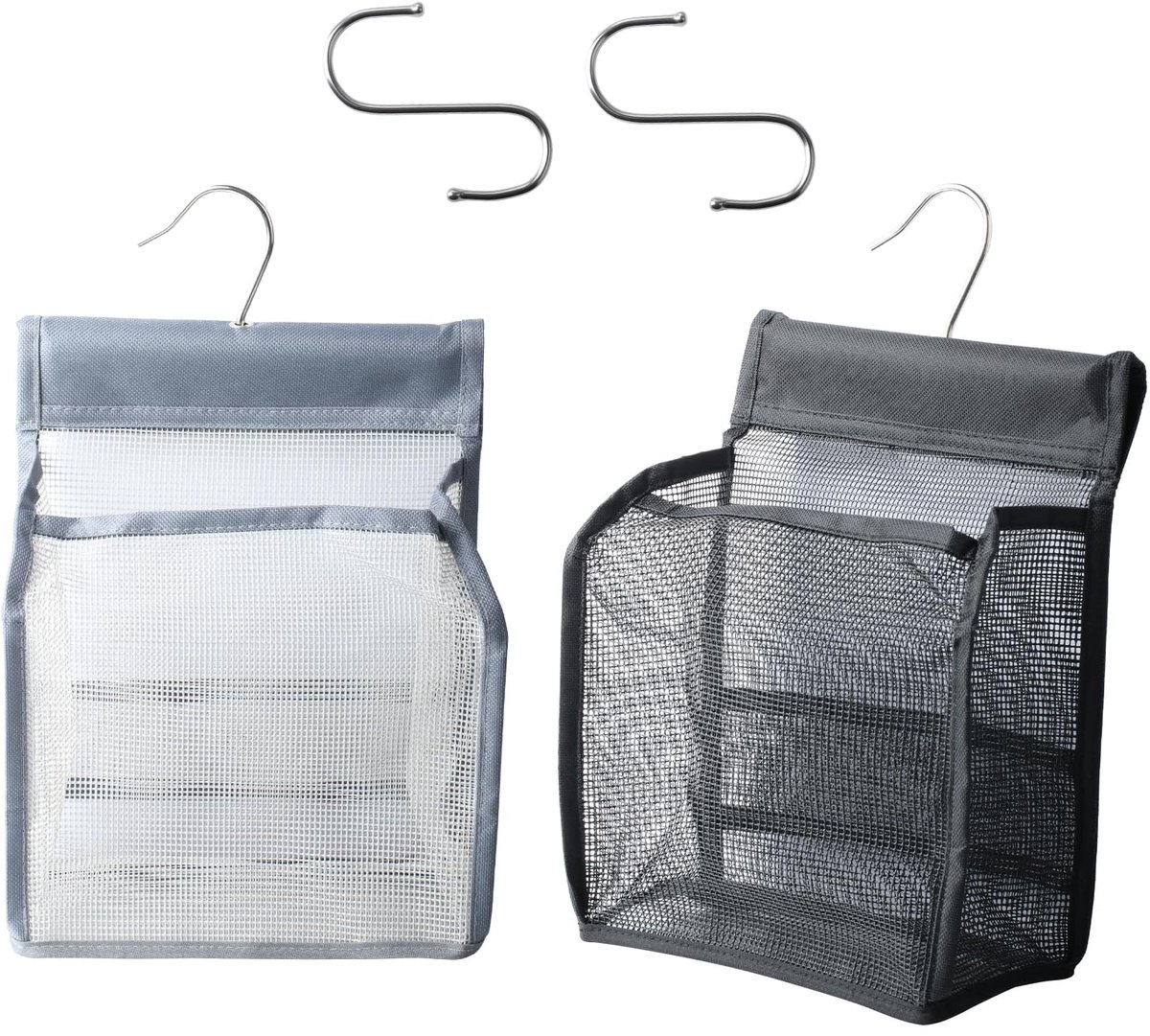 Wasknijperzakken om op te hangen, wasknijpers voor wasknijpers, mand, herbruikbare wasknijperzak om op te hangen, wasknijpers met mand, waszak voor huis en tuin (zwart, grijs)