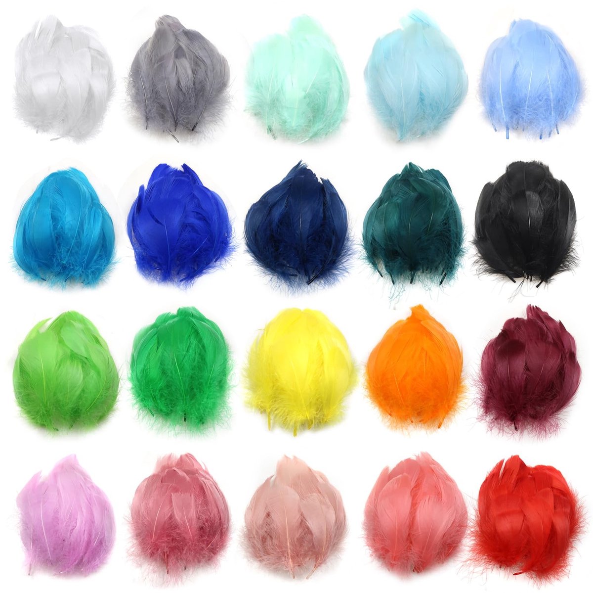 Dailygoods- Veren 240 Stuks - Natuurlijke Knutselveren - Kleurrijke Veren - 20 Kleuren - 6-12 cm - Geschikt voor Feesten/Bruiloften