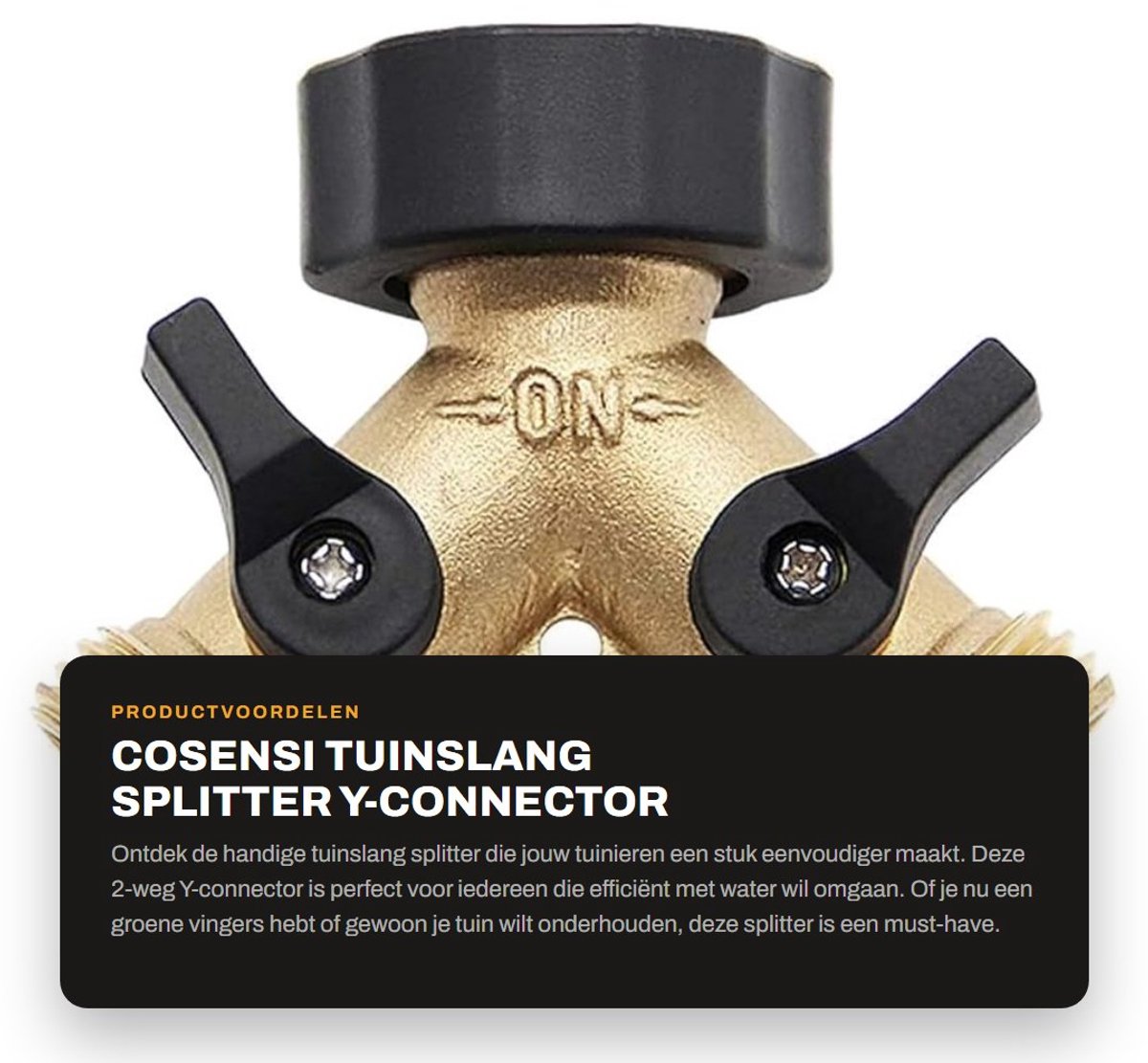 Dailygoods - Tuinslang Splitter - Y-Connector - Duurzaam en Corrosiebestendig - Messing - 2-Weg Adapter - Perfect voor Tuinieren - Ideaal voor Tuinsla...