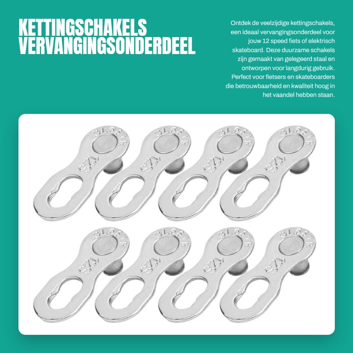 Dailygoods - Kettingschakels - Vervangingsonderdeel - Duurzaam - Zilver - Fietsketting - Geschikt voor 12 speed fietsen en elektrische skateboards - K...