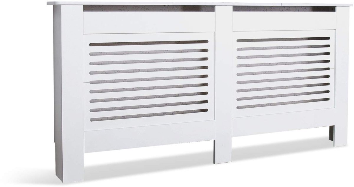 Dailygoods- Radiatorcover XL - Radiatorombouw Kant en Klaar - MDF - Wit - Decoratief - Veiligheidsfunctie voor Kinderen en Huisdieren