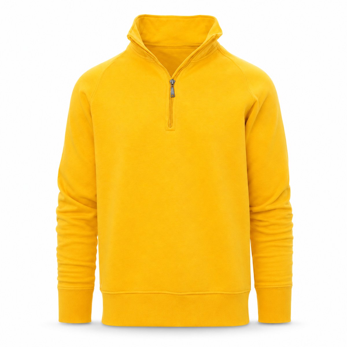 Heren Trui met Rits – Sweater Heren – Half Zip Pullover – Casual Sportieve Trui Geel