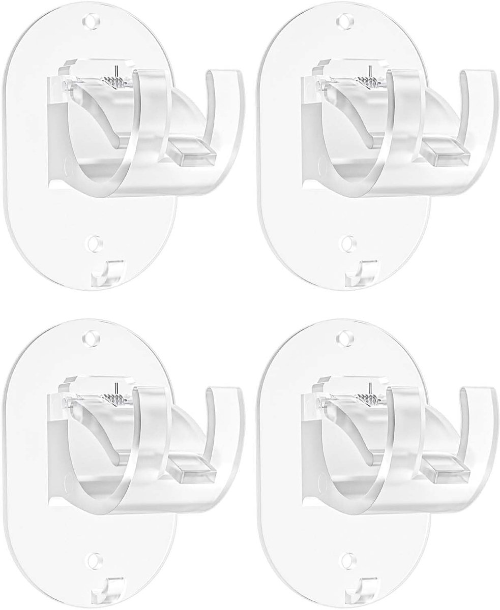 4 stuks gordijnhaken zonder boren, haken voor gordijnroedes, stickers voor gordijnroedes, houders voor gordijnroedes zonder boren, zelfklevend, voor gordijnroede, badkamer (transparant)