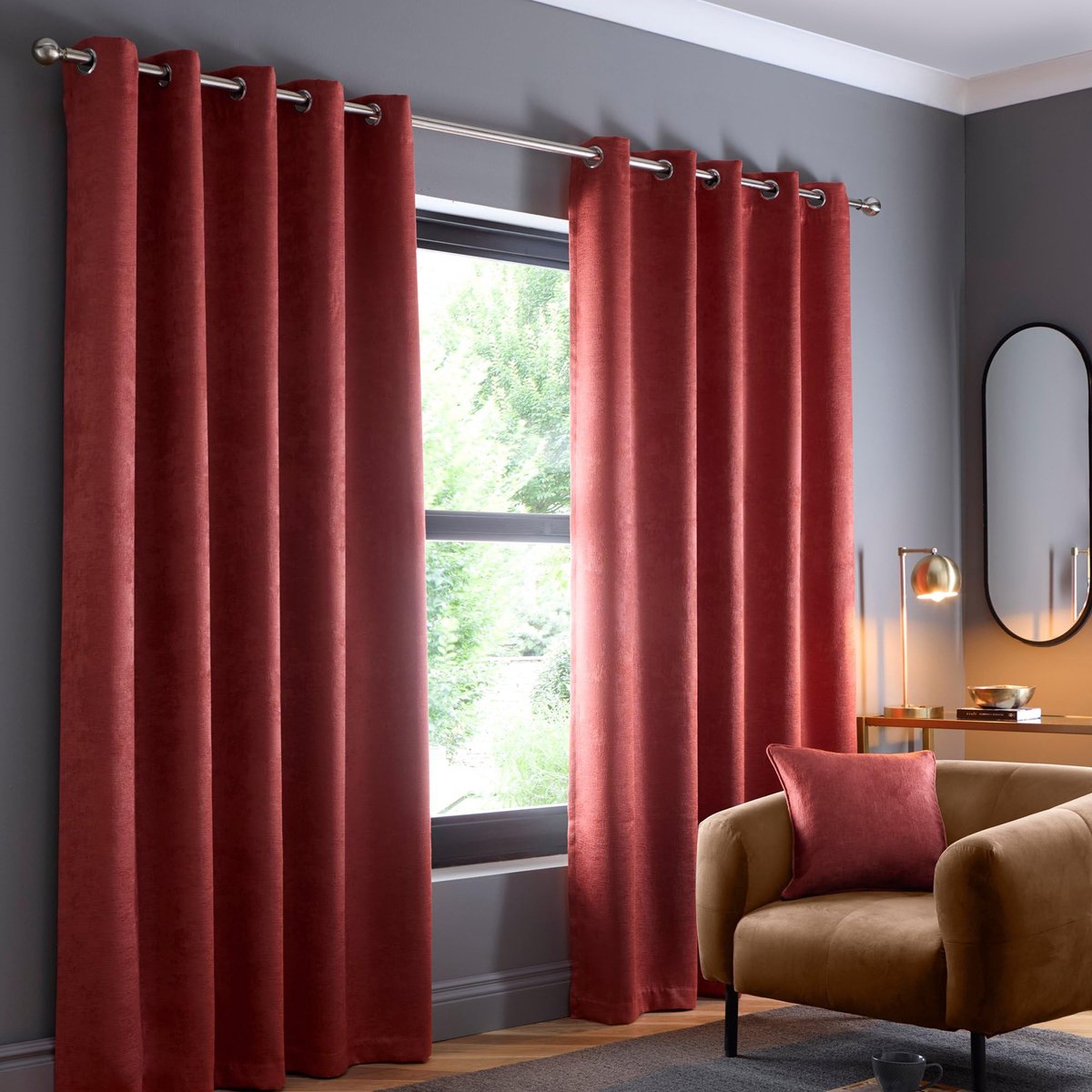 - Terracotta gordijnen 229 x 275 cm (b x l) - 2x panelen - Ooggordijnen in oranjerood - Thermische gordijnen voor slaapkamer/woonkamer - Gordijnen & gordijnen - Deurgordijnen - Strata