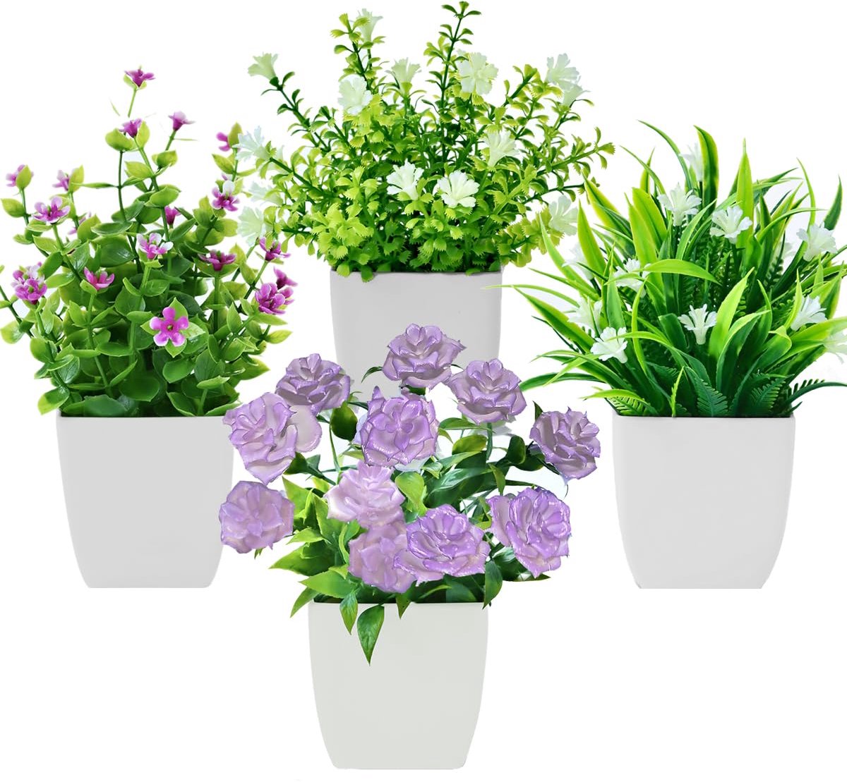 4 stuks mini kunstplanten met pot kleine nepplanten met bloemen voor thuis kantoor tafel kamer badkamer decor binnen