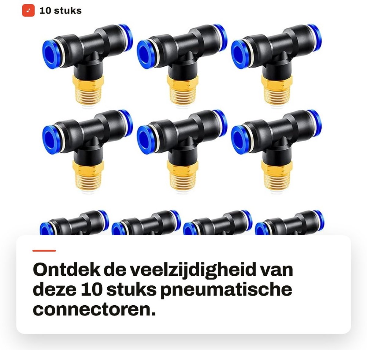 Dailygoods- Pneumatische Connector 10 Stuks - 8MM Buis OD - 1/4" BSP Mannelijke Aftakking - Duurzaam - Herbruikbaar - Betrouwbare Koppelingen - Pneumatische Fitting