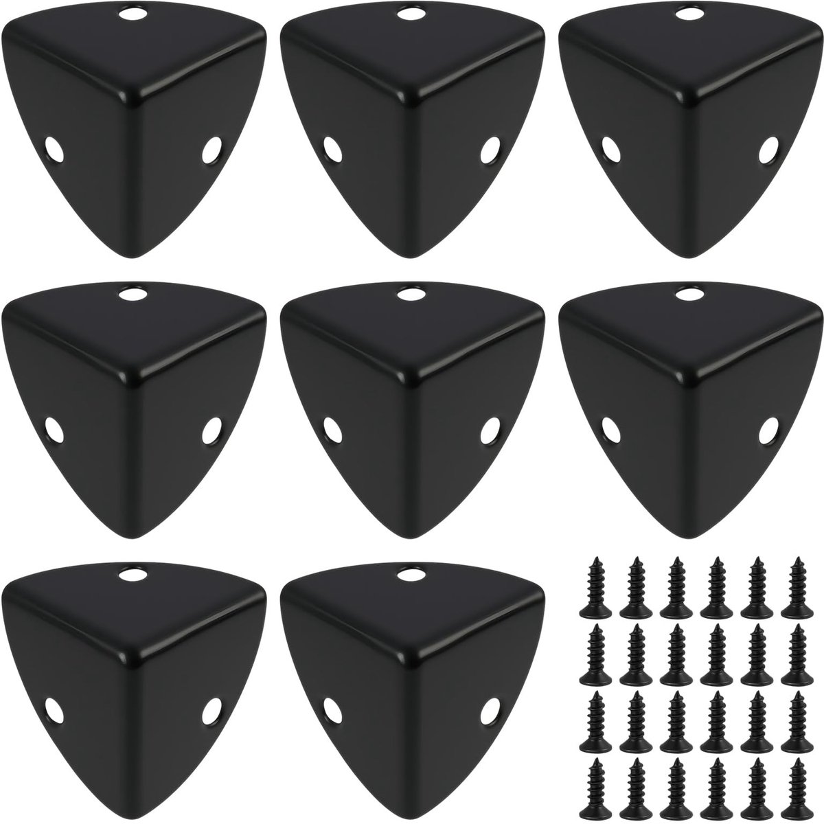 Dailygoods- Randbescherming Hoogwaardige Hoekbeschermers - 8 Stuks - Zwart Gecoat Metaal - Bescherming voor Meubels - Eenvoudige Montage - 23 x 23 x 23 mm