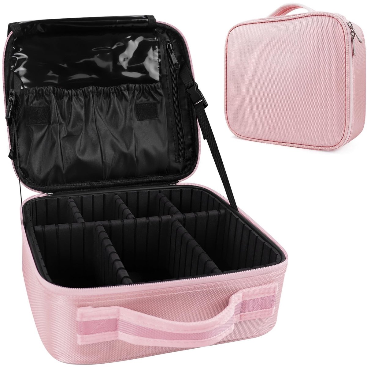 Dailygoods - Reismake-up tas organizer - Draagbare cosmetische tas - Waterdicht en slijtvast - Roze - Voor make-up en accessoires - Geschikt voor vrou...