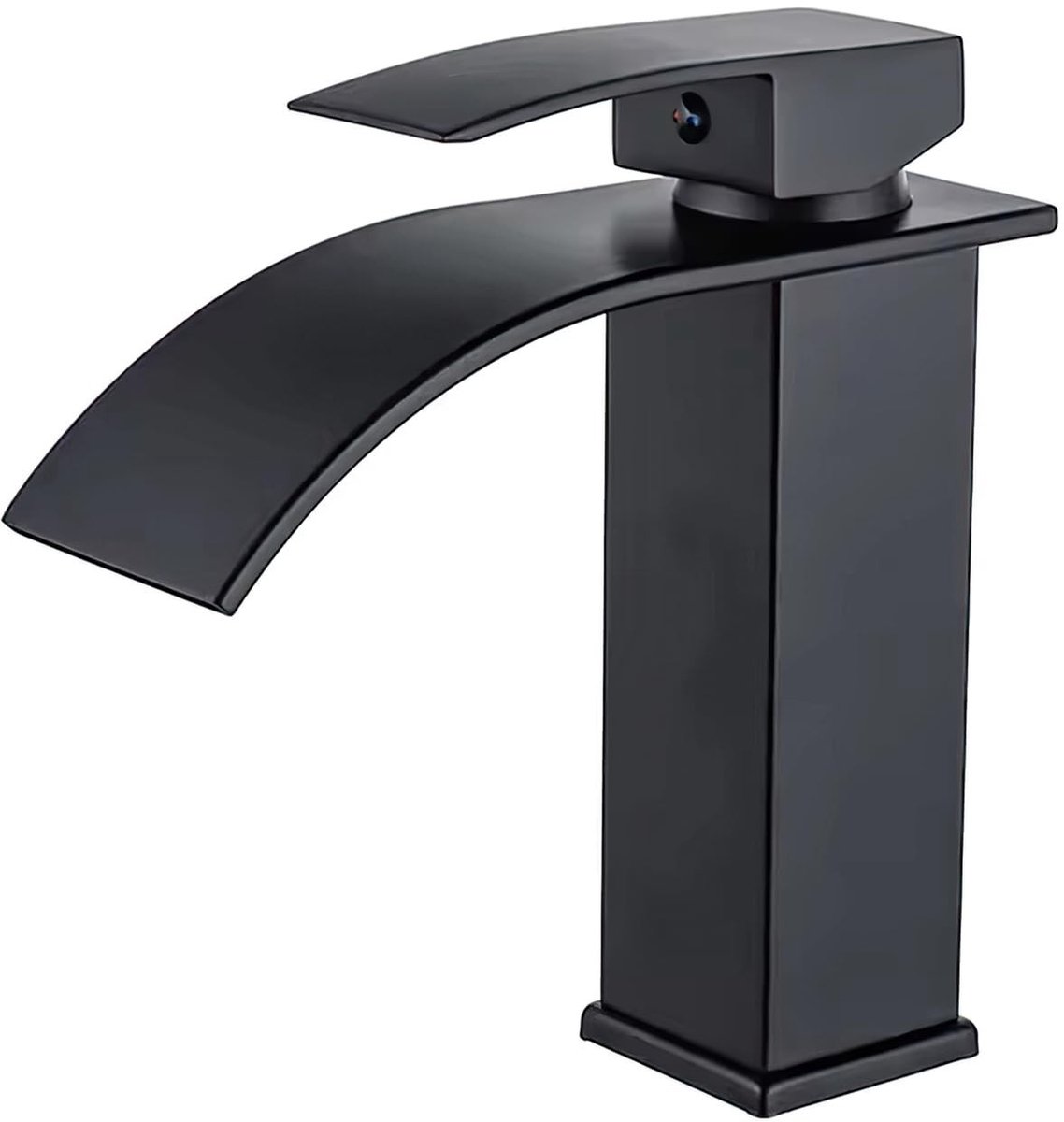 Dailygoods - Waterval Kraan - Badkamer Wastafel Kraan - Elegant ontwerp - Zwart - Roestvrij staal - Praktische waterval uitloop - Geschikt voor modern...