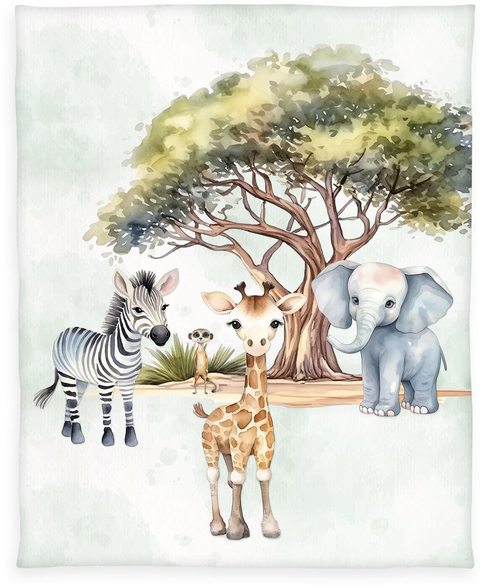 Safari, Young Collection, zachte fleecedeken, gezellige knuffeldeken, 130 x 160 cm, 100% polyester, polyester
