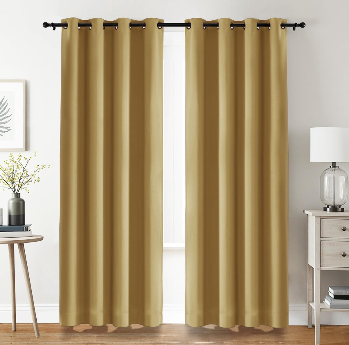 Verduisteringsgordijnen Oogjes 2 Panelen [140x245 cm, Beige], Thermische en Geluidsisolerende Gordijnen voor Slaapkamer en Woonkamer
