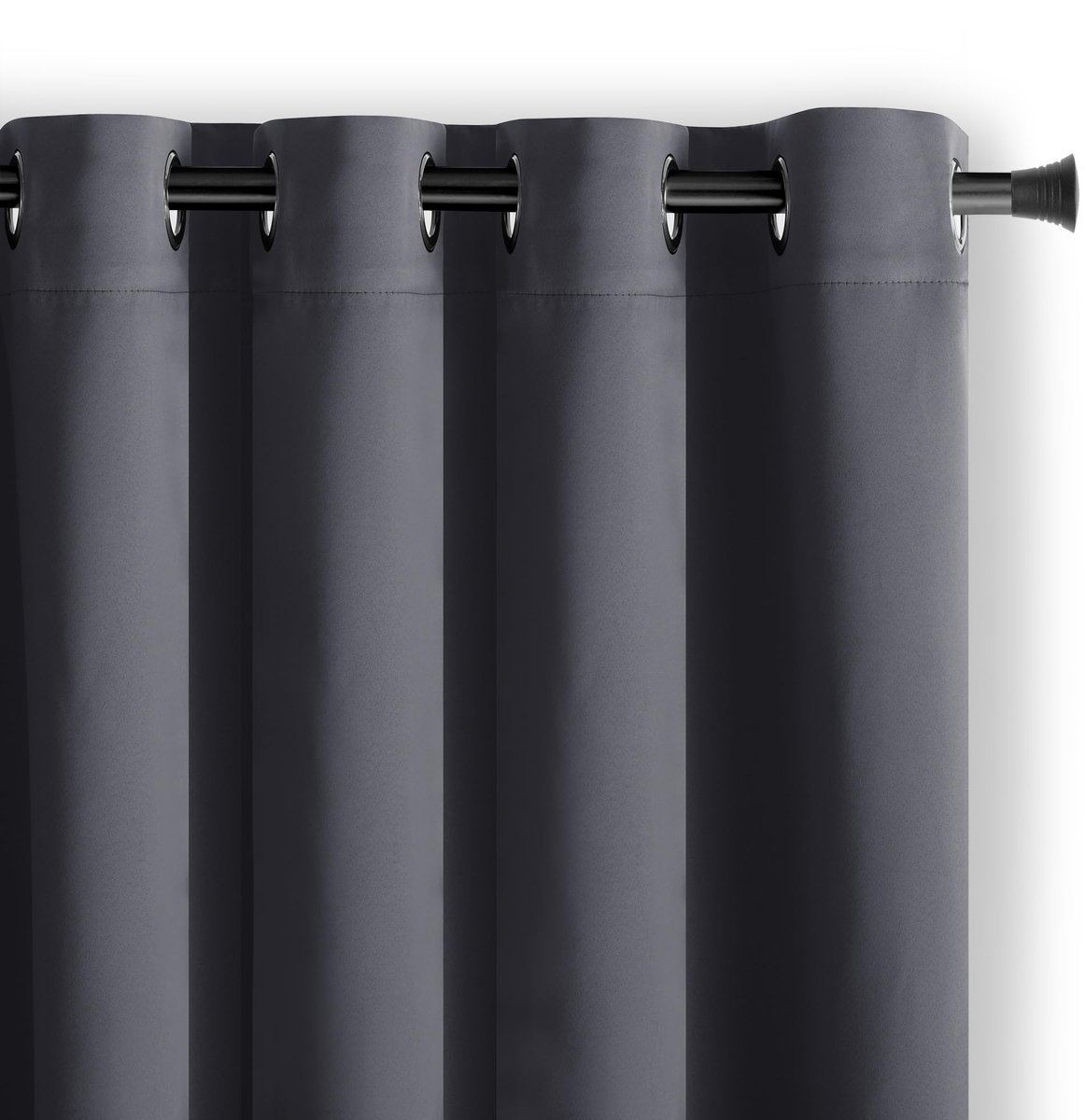 Blackout gordijn 1 st. ondoorzichtig, polyester, grafiet, oogjes 140x175