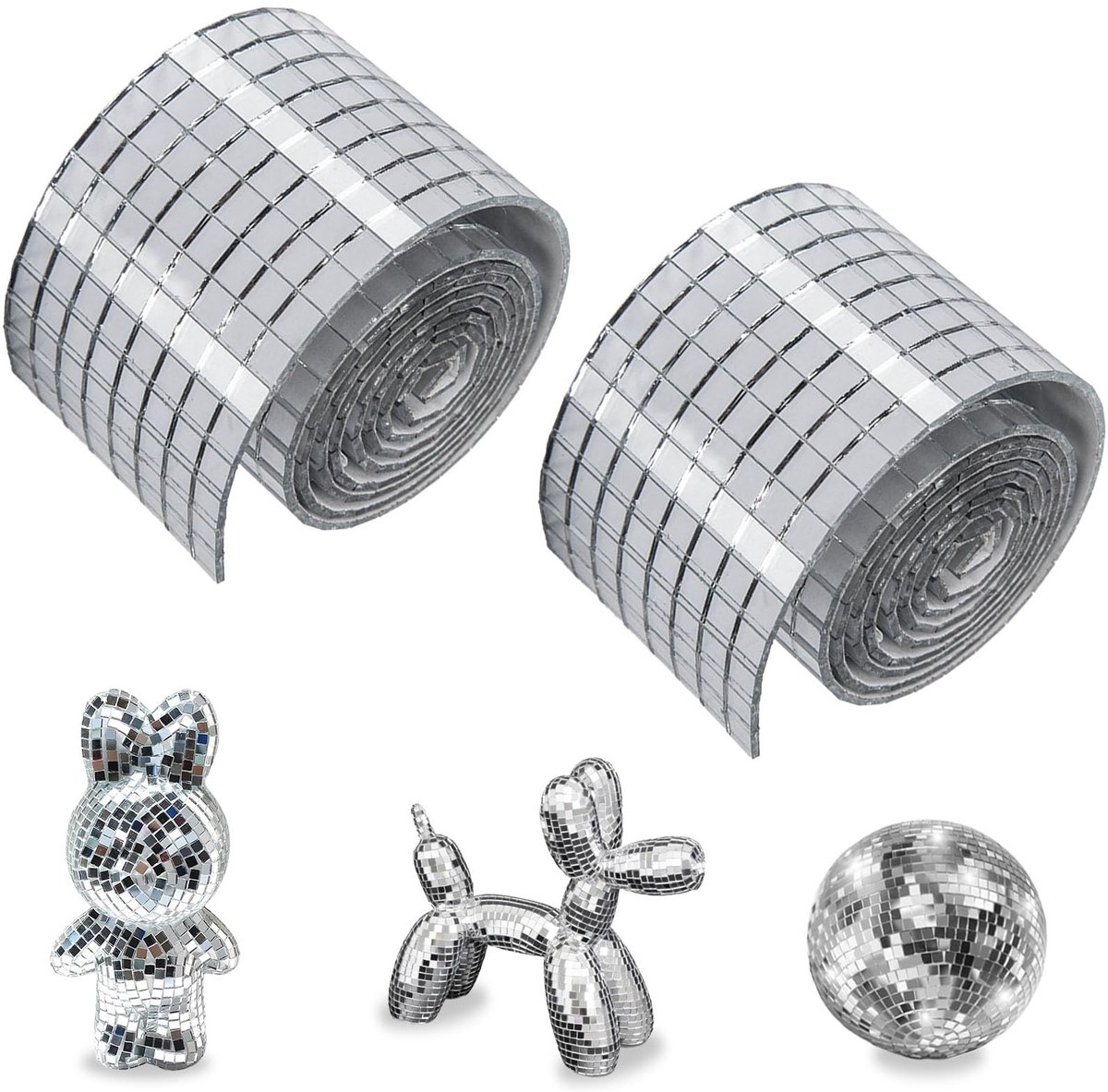 Spiegelmozaïektegels, 2 rollen, 960 stuks, mini-mozaïektegels, zelfklevend, mozaïekstenen 