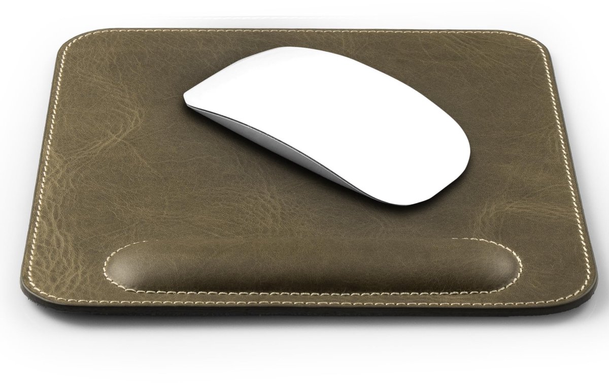 SnelShoppen - Londo Leder Mousepad met Polssteun Groen - Ergonomisch, Luxe, Geschikt voor Gaming en Kantoor, Antislip, Duurzaam, Perfect voor Thuis en