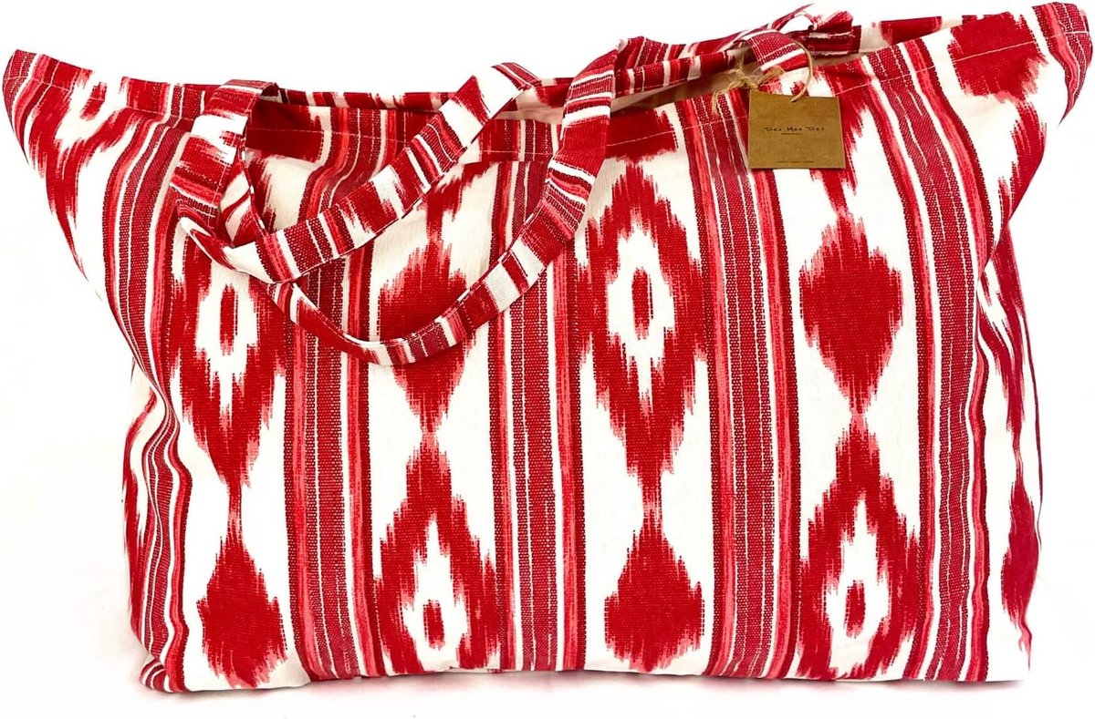 Thijox - Grote XXL Strandtas voor Gezinnen - Mediterrane Stijl - Ruim 65 x 40 cm - Perfect voor Strand, Vakantie, en Outdoor Activiteiten