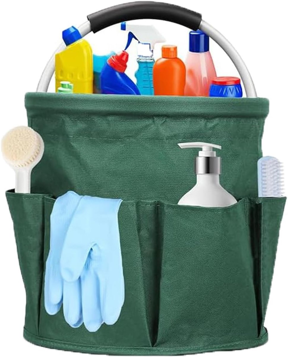 Vouwbare Opbergmand met Handvat en 6 Compartimenten voor Tuin- en Badkameraccessoires, Ideaal voor Strandgebruik en Organisatie