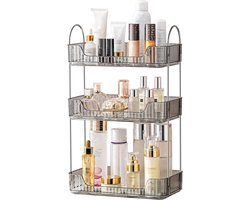SnelShoppen - CESTATIVO Make-uporganizer, Cosmetica-organizer, Beauty-organizer, Huidverzorging-organizer, 3 lagen, Grijs voor Badkamer, Dresser, Kapp