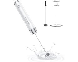 Opschuimer Melk - Elektrische Mixer - Koffie Maken - USB-C Oplaadbaar - 17.6 cm - Wit