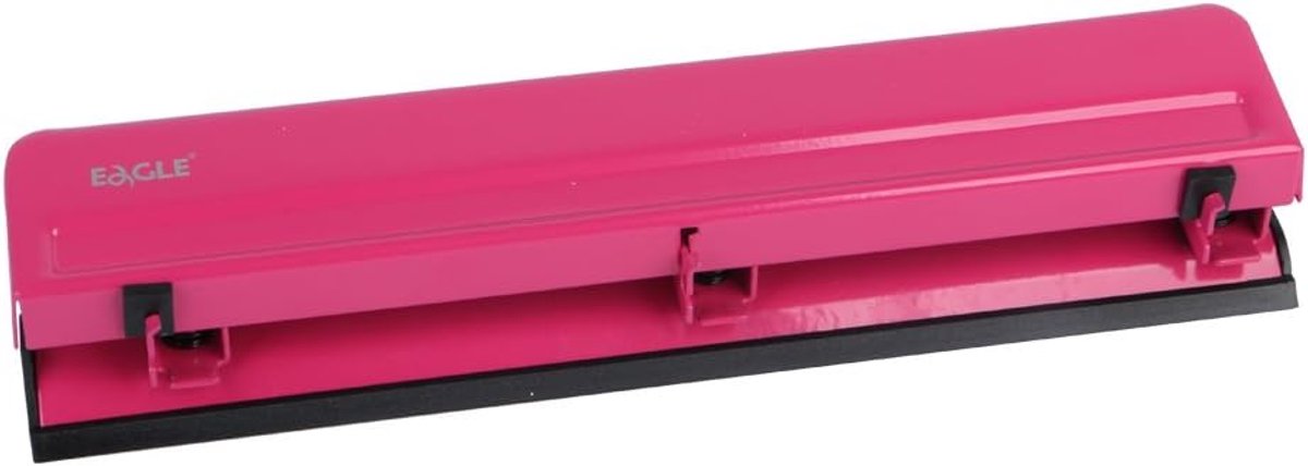 SnelShoppen - Eagle Desktop 3 Locher Papierstanzer - Sterke 12 Blad Capaciteit, Roze Metaal - Ideaal voor Kantoor, School en Creatieve Projecten