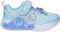 Lichtblauwe sneaker met glitters, strik, sneeuwvlok-detail en lichtjes.