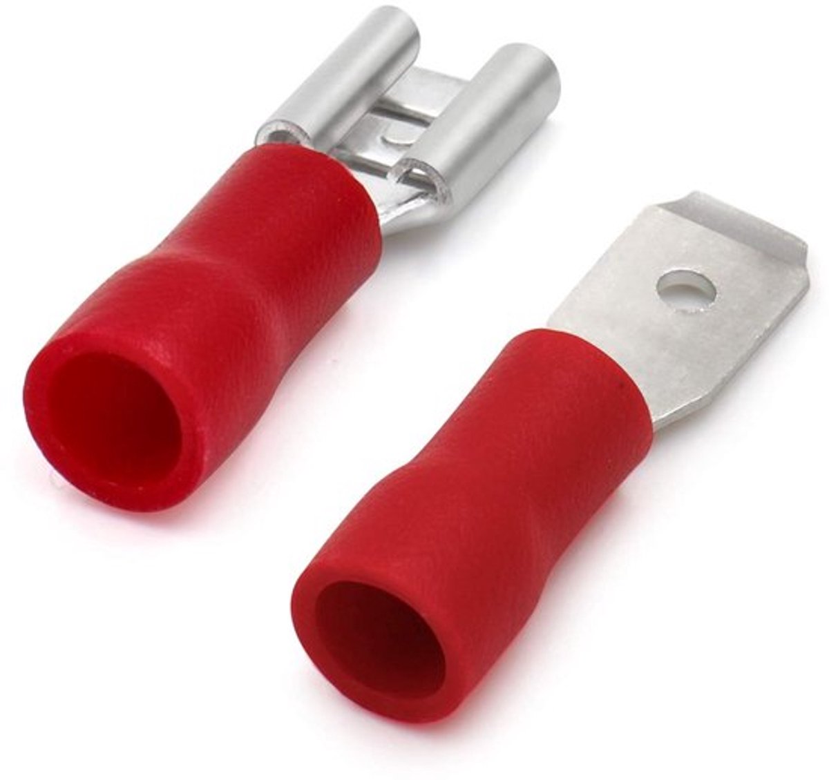 Snelschakelaars - Vinyl geïsoleerde klemmen - Rood - 4,8 mm x 0,5 mm - Geschikt voor 0,5-1,5 mm² - 100 stuks