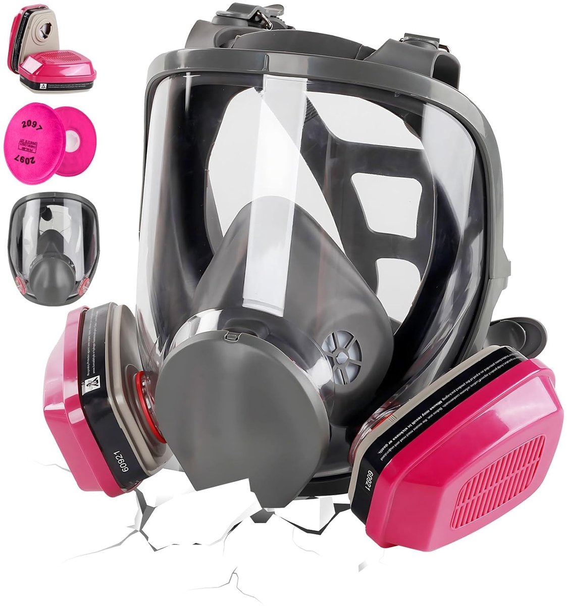 SnelShoppen - Volgelaatsmasker met 60921 en 2097 Filters, Herbruikbaar Gasmasker voor Chemische en Nucleaire Bescherming, Ideaal voor Spuiten, Schuren