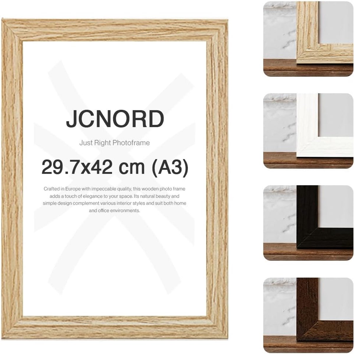 SnelShoppen - MDF Houten Fotolijst A3 29,7x42 cm in Eikenkleur met Breukvast Acrylglas | Moderne Fotolijst voor Muren en Tafels, Perfect voor Woonkame