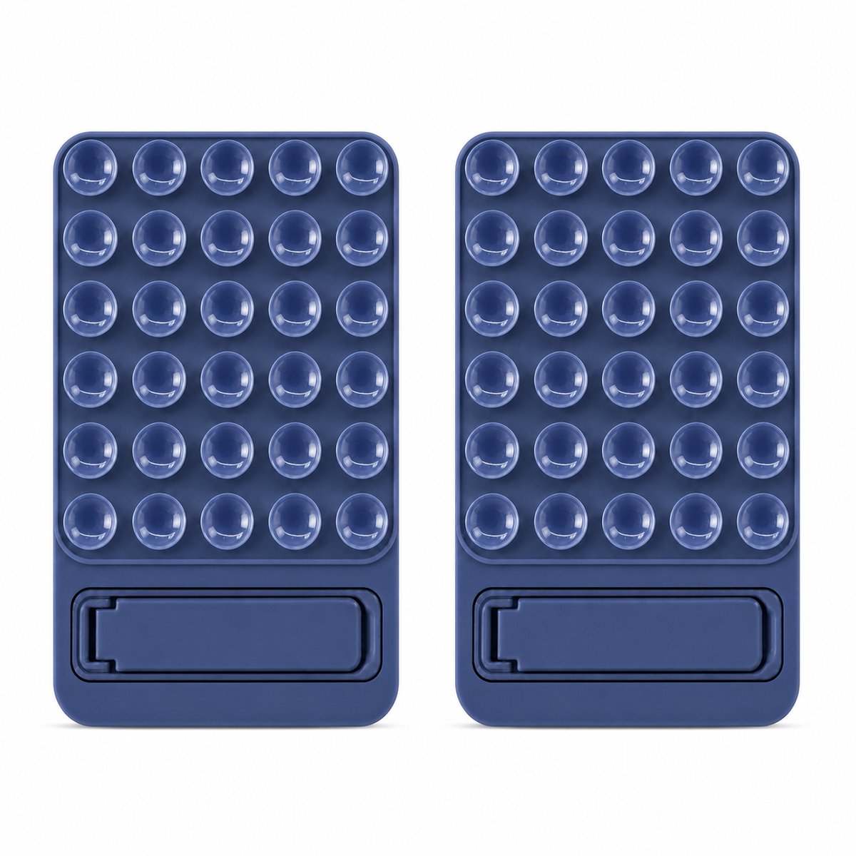 Siliconen Zuignap Sticker met Kickstand voor Telefoon en Hoesje - Donker Blauw x2 - Casemania Zelfklevende Telefoonstandaard 2 stuks - Universeel Telefoonhouder Handsfree - Telefoon Grip - TikTok Selfiesticker