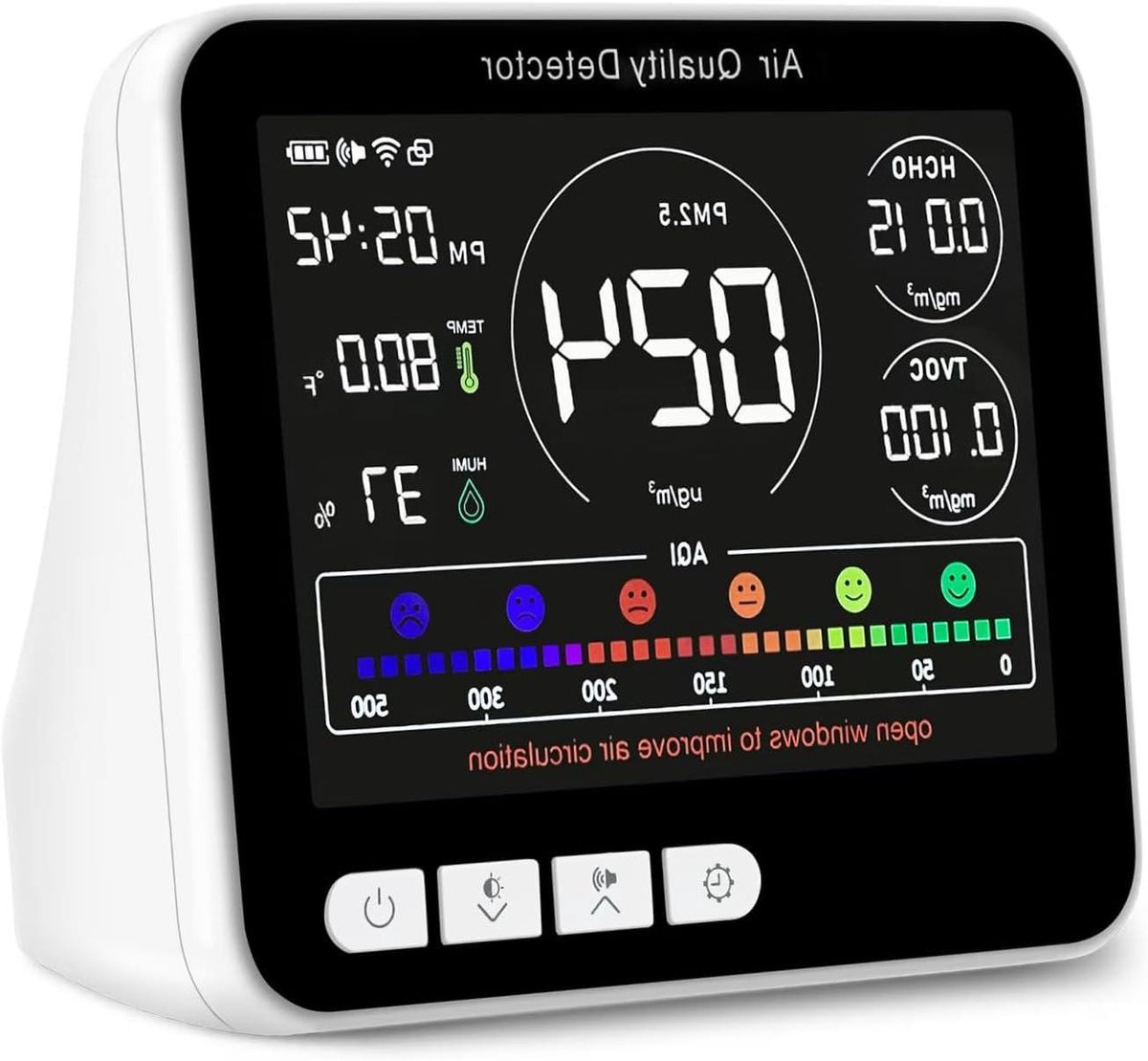 Luchtkwaliteit Monitor - Meetinstrument Binnen - Gezondheid Controleren - 9-in-1 Metingen - LCD Display - Wit
