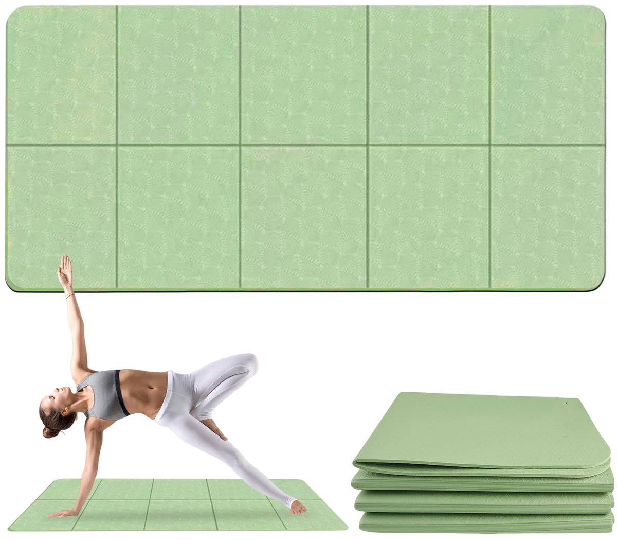 SnelShoppen - Antislip yogamat 183x61cm, opvouwbaar en dik, ideaal voor reizen en fitnessstudio, perfecte reisaccessoire voor yoga en stretching