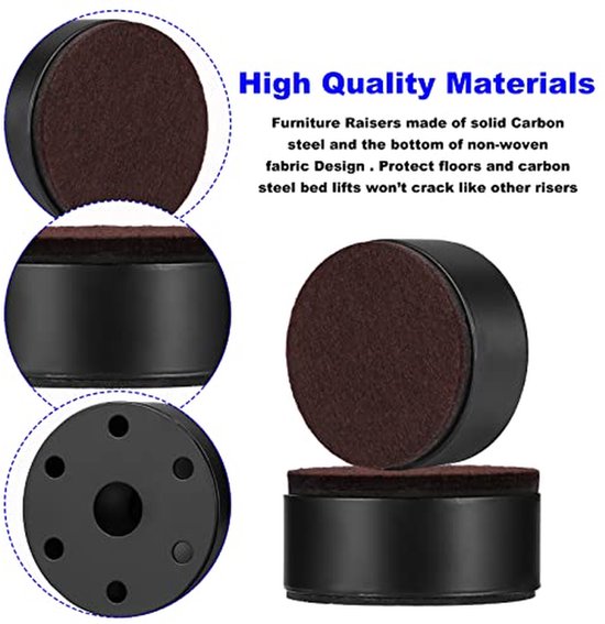 Meubelverhogers - Bed Risers - Meer Opbergruimte - Zelfklevend Koolstofstaal - Verhoogt 3cm - Zwart — afbeelding 3