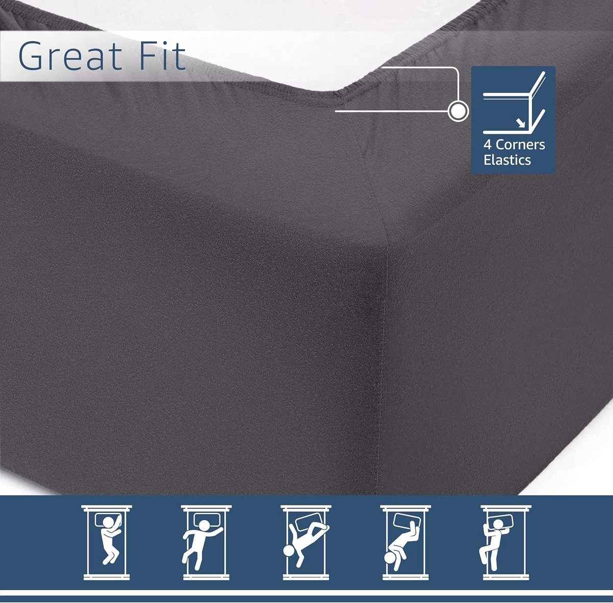 SnelShoppen - Fitted Sheet 180 x 200 cm, 50 cm Diep, 100% Katoen, Zacht en Comfortabel, Anthraciet Kleur voor een Luxe Slaapervaring