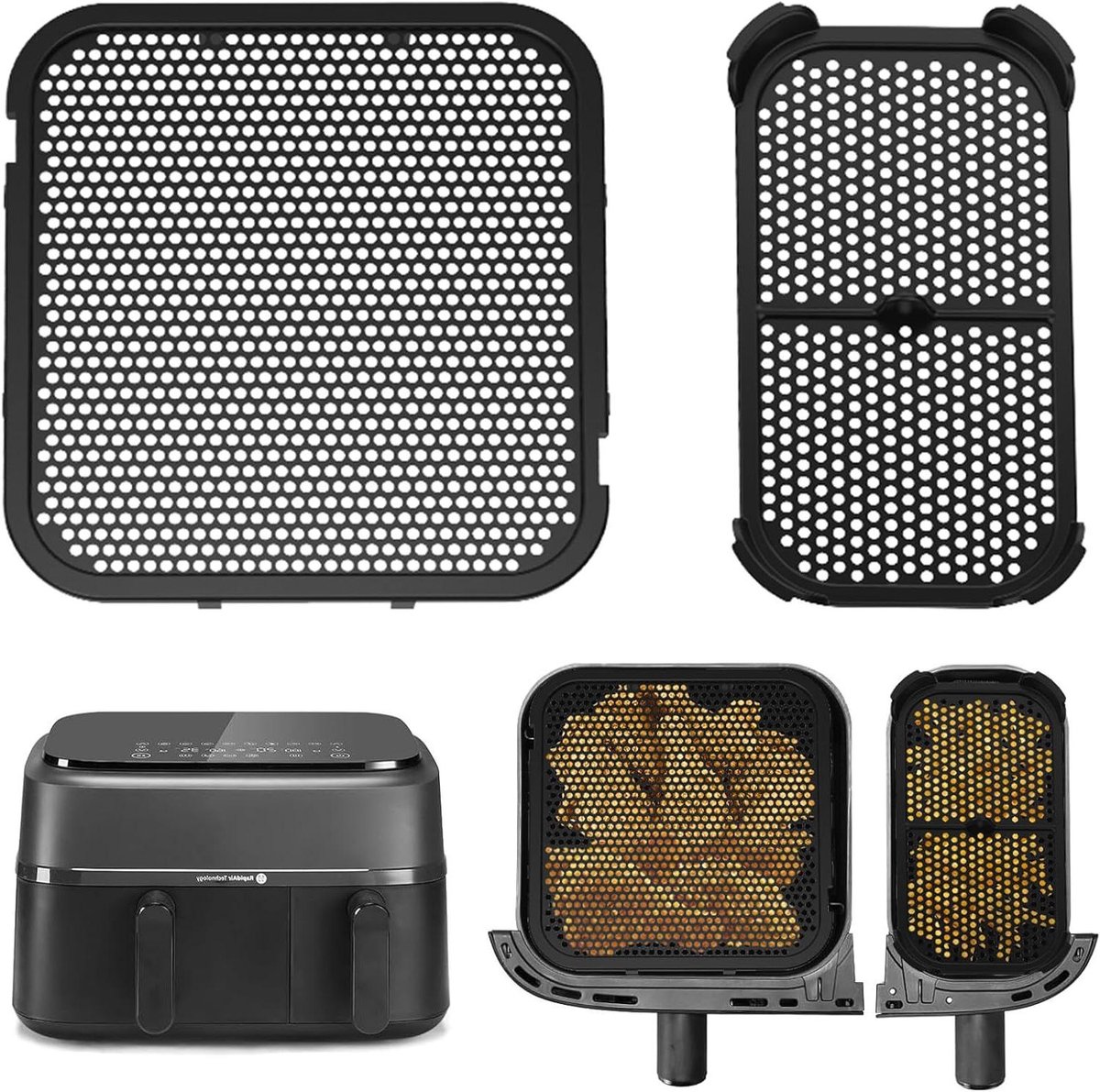 Spatbeschermers Set Airfryer Accessoires Keuken Schoonhouden Voedselveilig Siliconen 2 Stuks Zwart