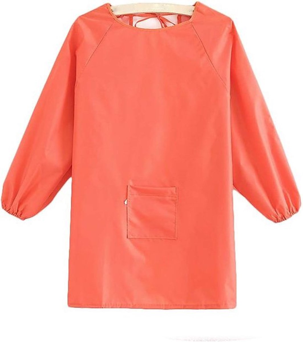 Kinder schort met lange mouwen, waterdichte kunst smocks, geschikt voor schilderen, eten en ambachten in oranje kleur