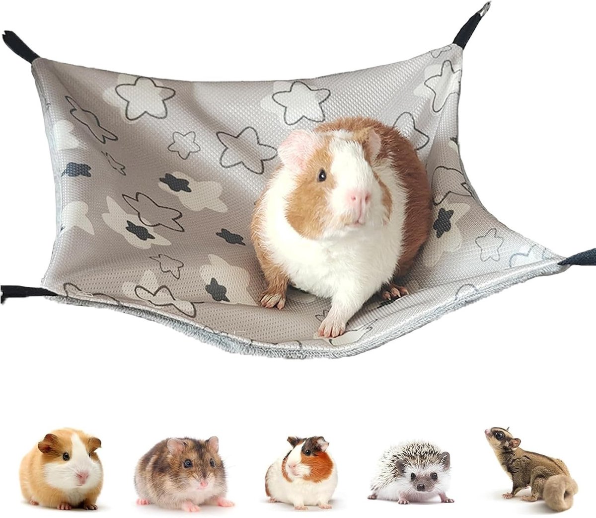Comfortabele Hangmat voor Cavia's en Hamsters - Verstelbare Dubbelzijdige Design met IJszijde, 34 x 34 cm, Geschikt voor Konijnen en Dwerghamsters