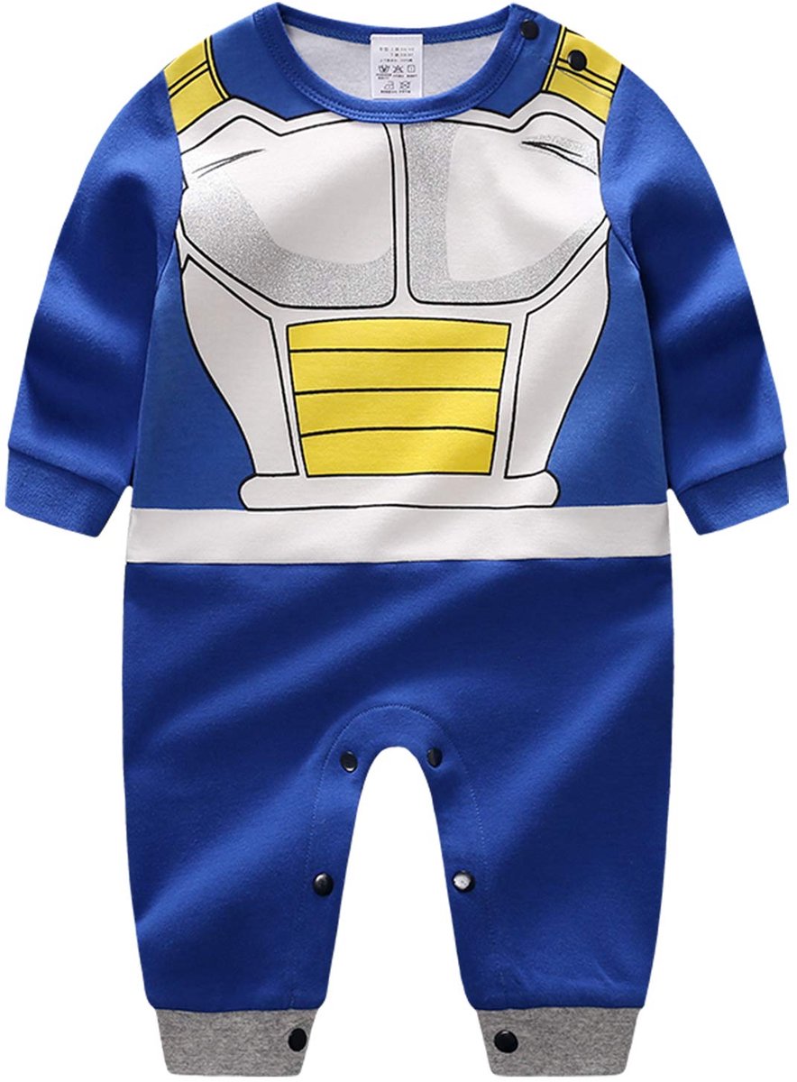 SnelShoppen - Cartoon pasgeboren baby romper voor jongens en meisjes, Goku geïnspireerde babykleding, schattige overall voor 9-12 maanden, blauwe kleu