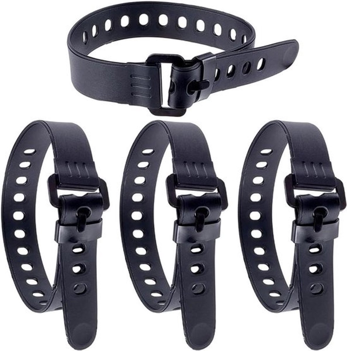 4-pack rubberen spanbanden van 49 cm voor diverse toepassingen zoals fietsen, kamperen en bagage-opslag