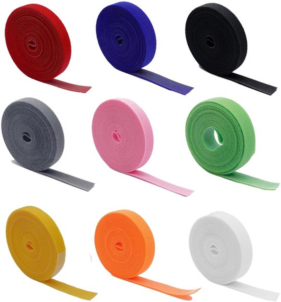 Grijpband Herbruikbaar - 10 Rollen Kabelbinders - Klittenband Zelfklevend - Nylon Bevestigingsband - Voor Doe-Het-Zelf - Breedte 20 mm