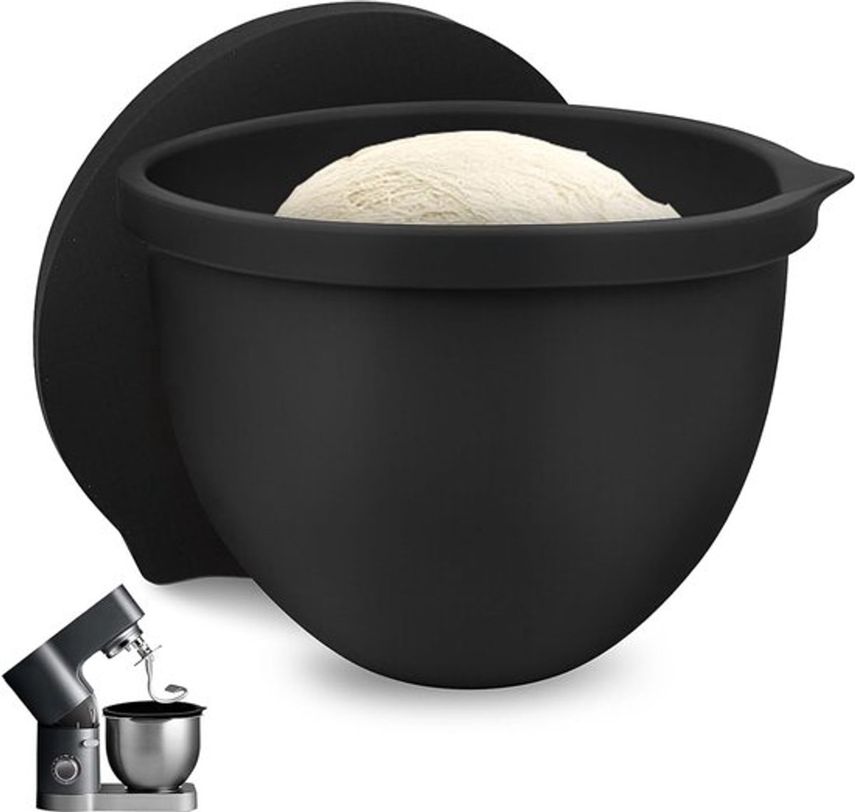Siliconen Inzet met Deksel voor 4.8 L Keukenmachine Kom Mengkom met Deksel voor 5 Qt Bescherming voor Deeg en Mengsel Zwart