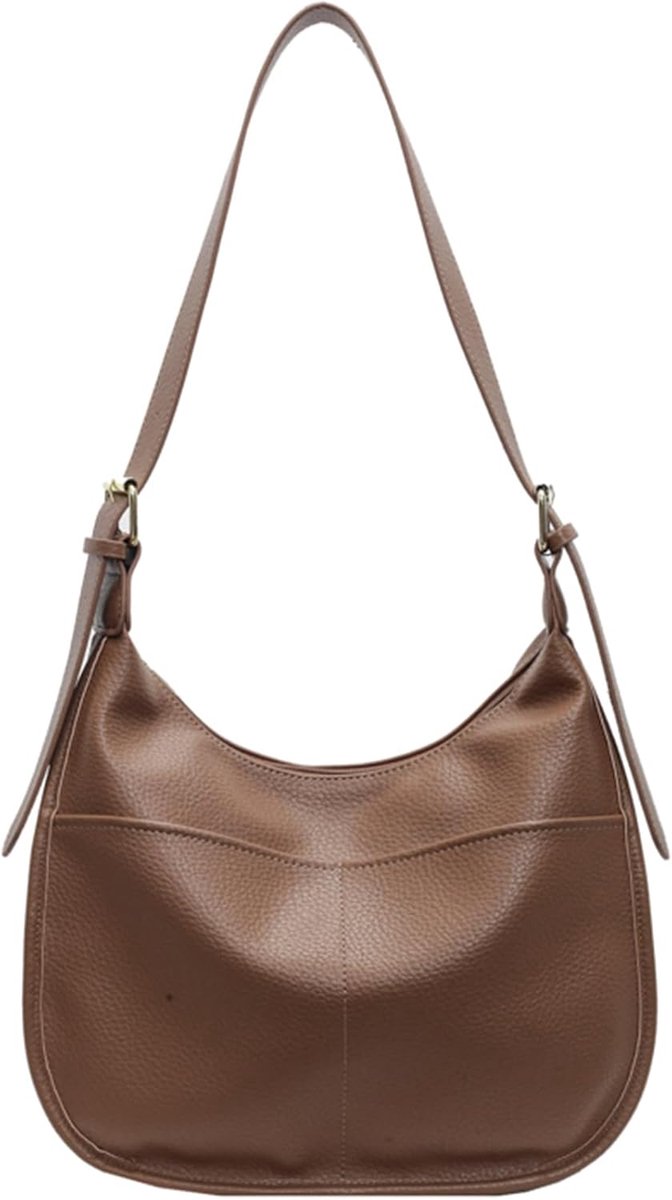 Women's Medium Shoulder Bag, PU Leather Shoulder Bag, Vintage Bag, Tote Bag, Hobo Large Capacity with Zip, for School - ShopVlot