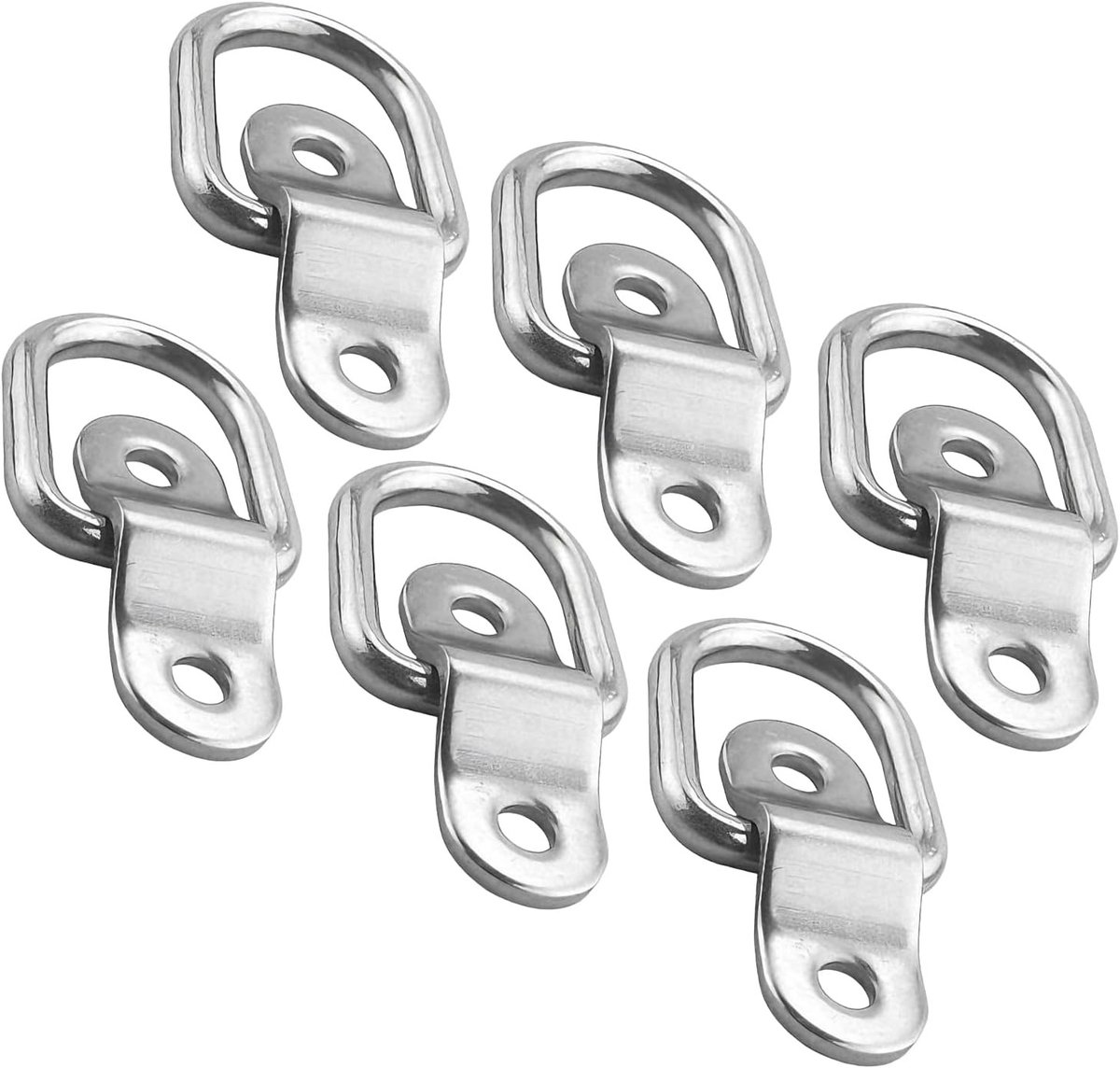 Set van 6 D-ringen, zware kwaliteit haken voor bevestiging, roestvrij staal, ideaal voor vrachtwagens, trailers en boten, perfect voor ladingbeheersing en bevestigen