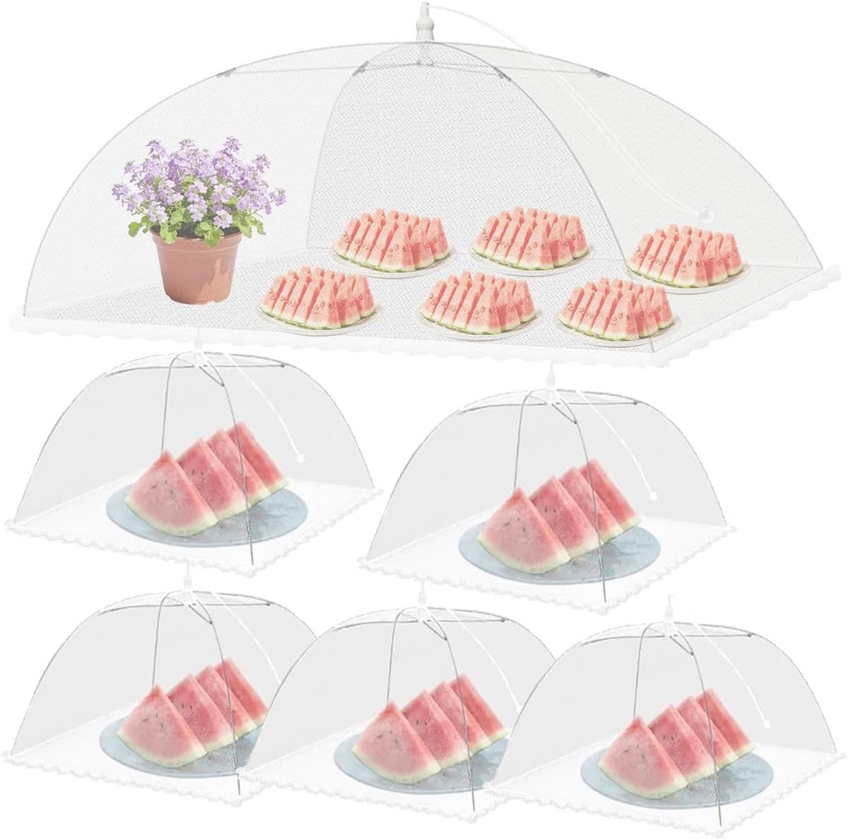 Vouwbare Voedselafdekking, 6-delige Tent voor Fruit, Taart en Barbecue, Bescherming tegen Vliegen voor Feesten en Picknicks