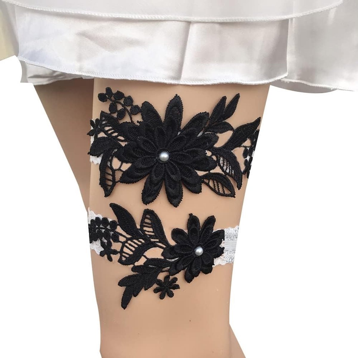 Twee Stuks Bruidsbloem Kant Garter voor Bruiden en Bruidsmeisjes - Elegante Bruiloft Accessoires in Blauw, Perfect voor Trouwerij en Feestelijke Gelegenheden